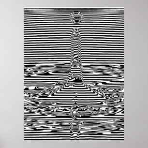 Falling Water Droplets in Ocean OP Art  Poster