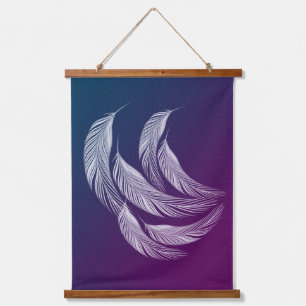 Falling White Feathers Hanging Tapestry