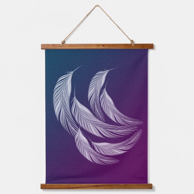 Falling White Feathers  Hanging Tapestry (Front)