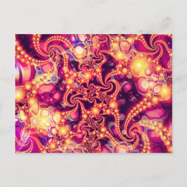 Falling Within(warm)- Psychedelic Fractal Abstract Postcard (Front)