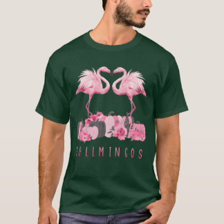 Fallmingo Pumpkin Watercolor Flamingo friends T-Shirt