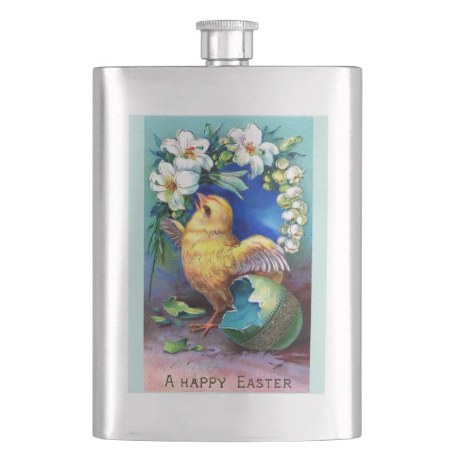 Falln A Happy Easter Chick Hip Flask (Front)