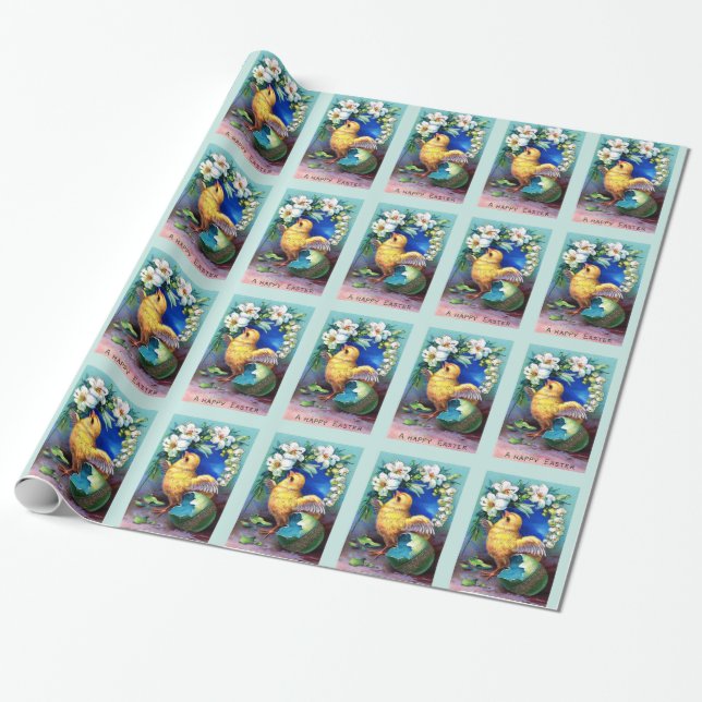 Falln A Happy Easter Chick Wrapping Paper (Unrolled)