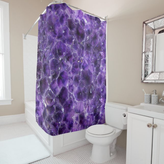 Falln Amethyst Peaks Shower Curtain (In Situ)