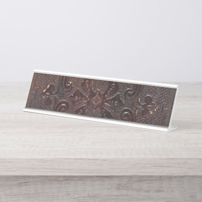 Falln Ancient Leather Book Desk Name Plate (Front)
