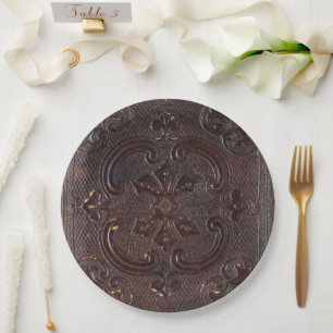 Falln Ancient Leather Book Paper Plate