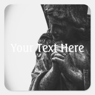 Falln Angel in Prayer Square Sticker
