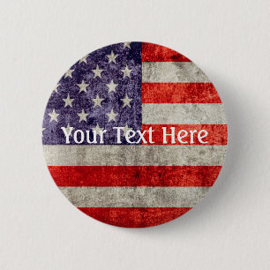 Falln Antique American Flag 6 Cm Round Badge