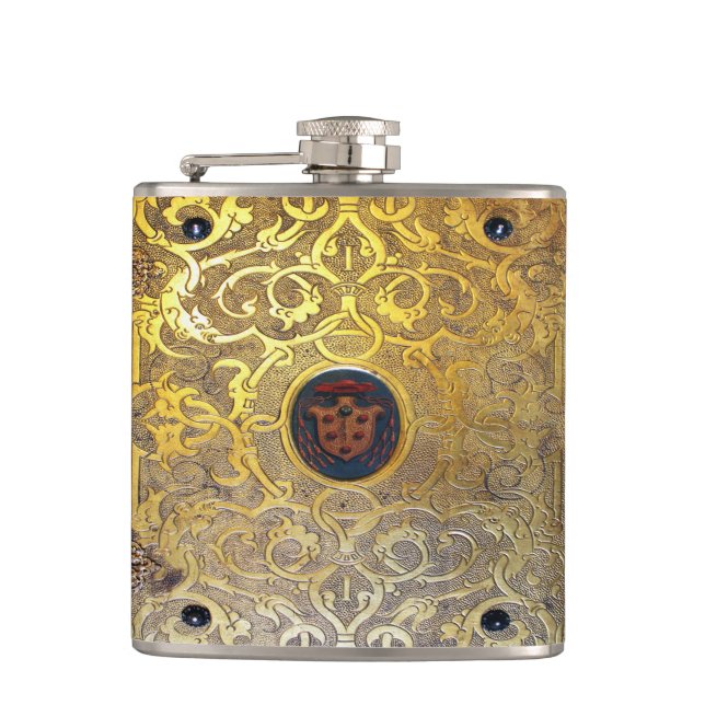Falln Antique Golden Swirls Hip Flask (Front)