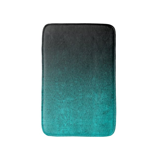 Falln Aqua & Black Glitter Gradient Bath Mat (Front Vertical)