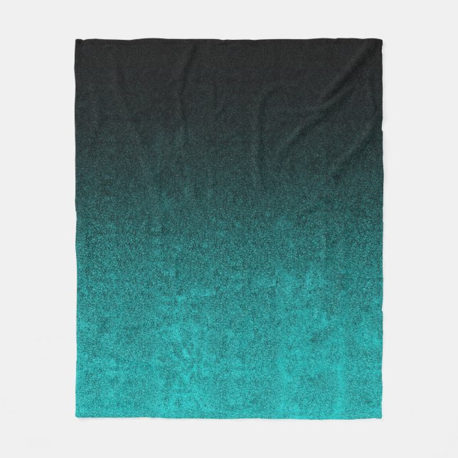 Falln Aqua & Black Glitter Gradient Fleece Blanket (Front)