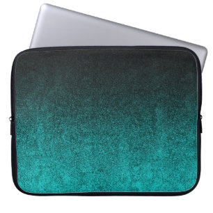 Falln Aqua & Black Glitter Gradient Laptop Sleeve
