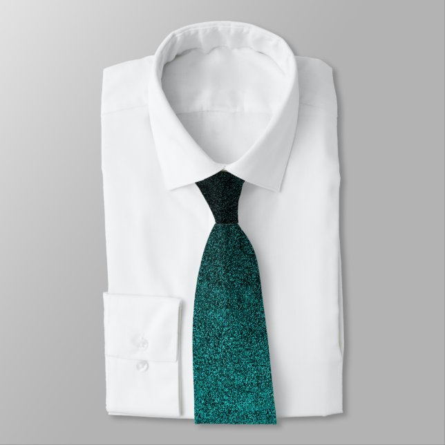 Falln Aqua & Black Glitter Gradient Tie (Tied)