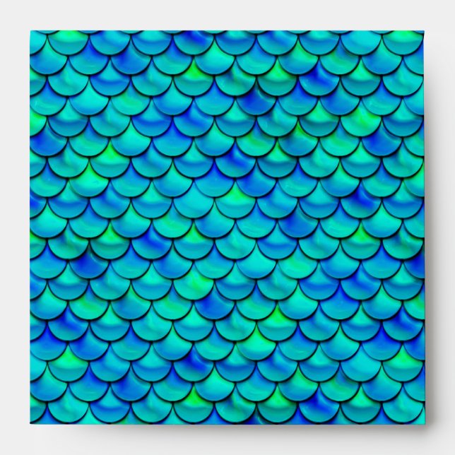 Falln Aqua Blue Scales Envelope (Front)