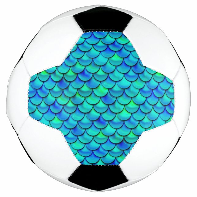Falln Aqua Blue Scales Soccer Ball (Front)