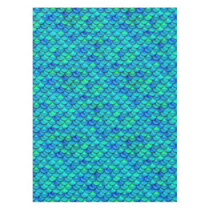 Falln Aqua Blue Scales Tablecloth