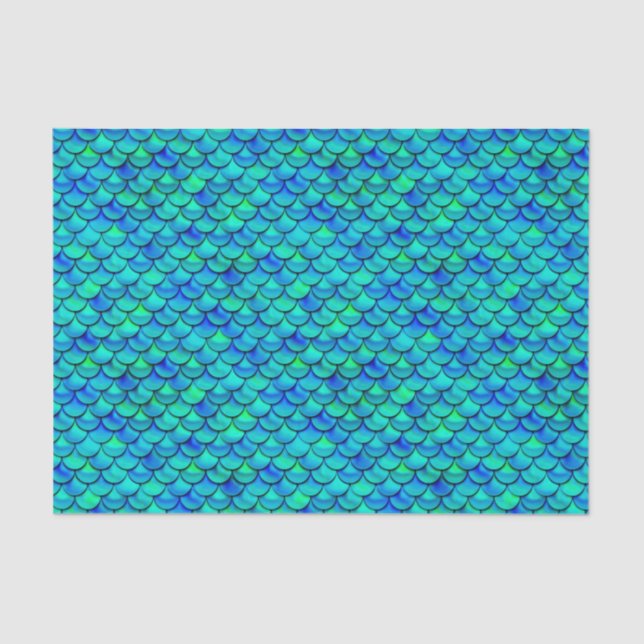 Falln Aqua Blue Scales Tissue Paper (Front)