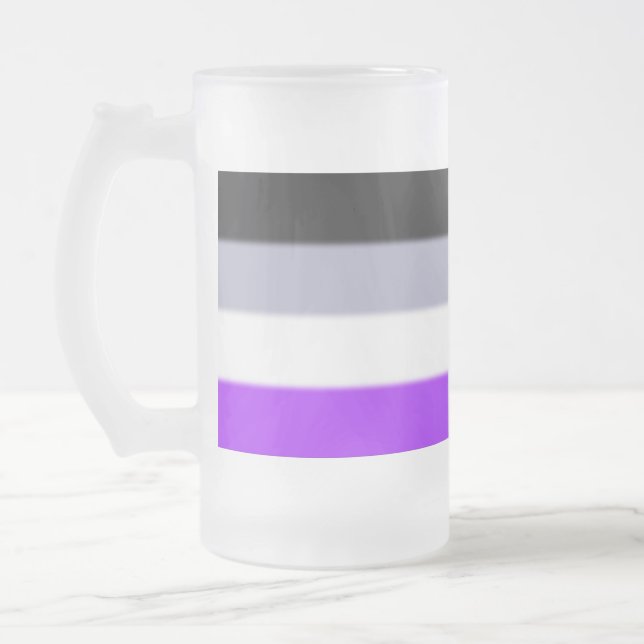 Falln Asexual Pride Flag Frosted Glass Beer Mug (Left)