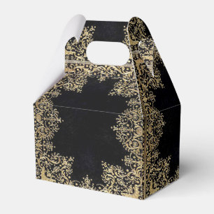 Falln Black And Gold Filigree Favour Box