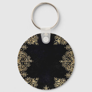 Falln Black And Gold Filigree Key Ring