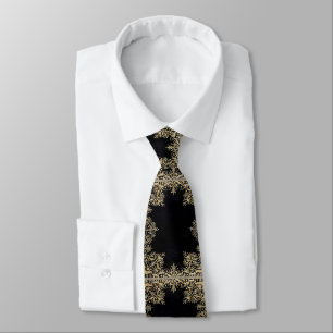 Falln Black And Gold Filigree Tie