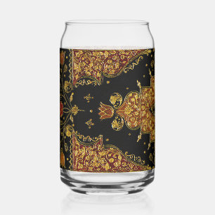 Falln Black and Gold Floral Can Glass