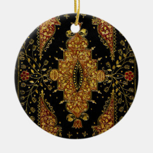 Falln Black and Gold Floral Ceramic Tree Decoration
