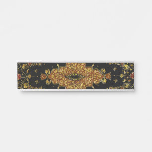 Falln Black and Gold Floral Door Sign
