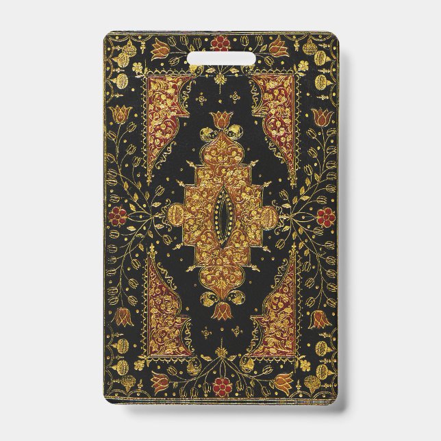 Falln Black and Gold Floral ID Badge (Front)
