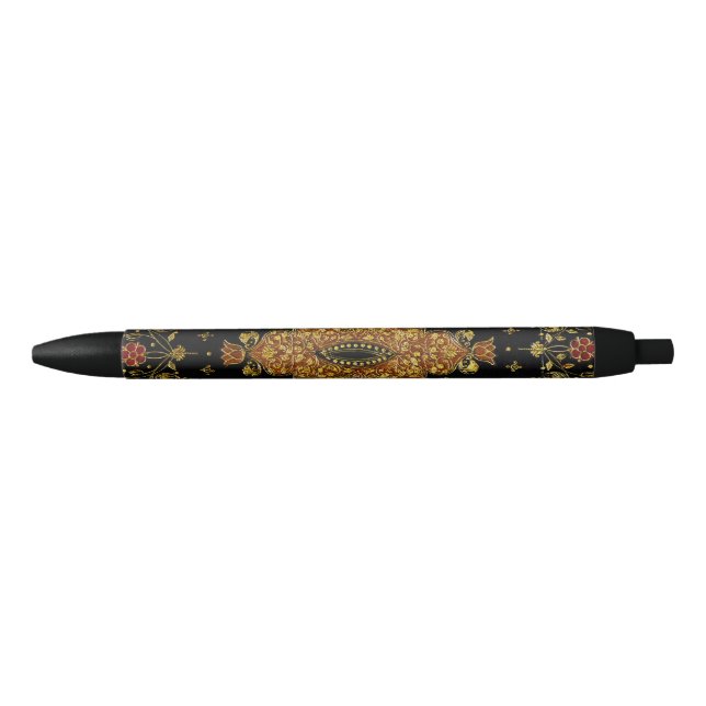 Falln Black and Gold Floral Ink Pen (Front)