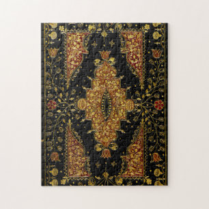 Falln Black and Gold Floral Jigsaw Puzzle