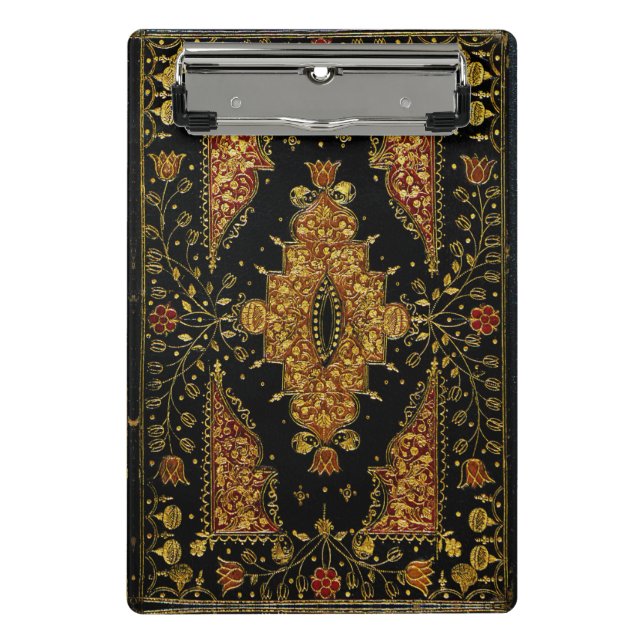 Falln Black and Gold Floral Mini Clipboard (Front)