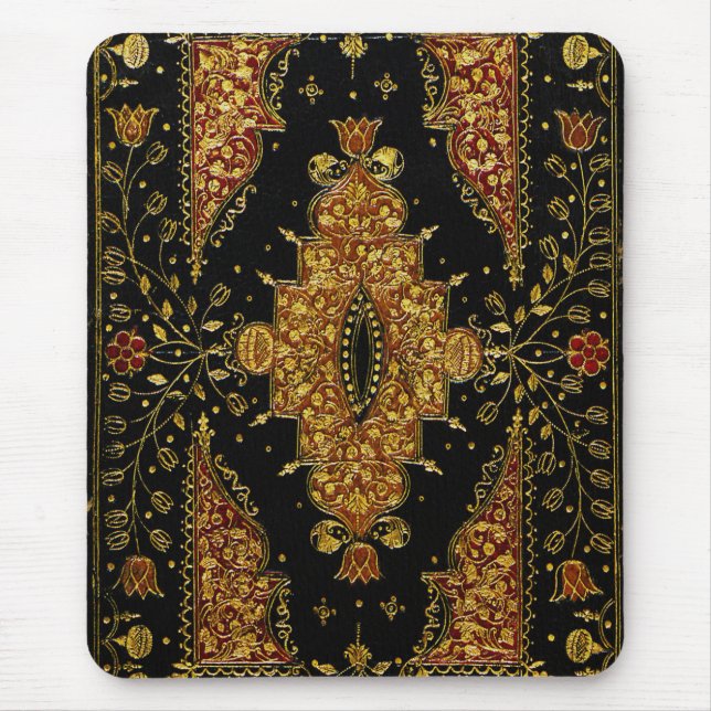 Falln Black and Gold Floral Mouse Pad (Front)