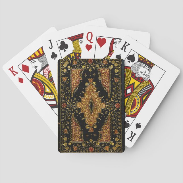 Falln Black and Gold Floral Playing Cards (Back)