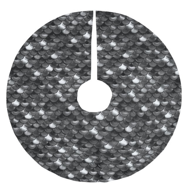 Falln Black and White Scales Brushed Polyester Tree Skirt (Front)