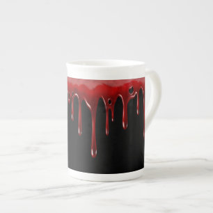 Falln Blood Drips Black Bone China Mug