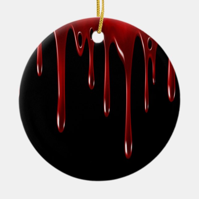 Falln Blood Drips Black Ceramic Tree Decoration (Front)