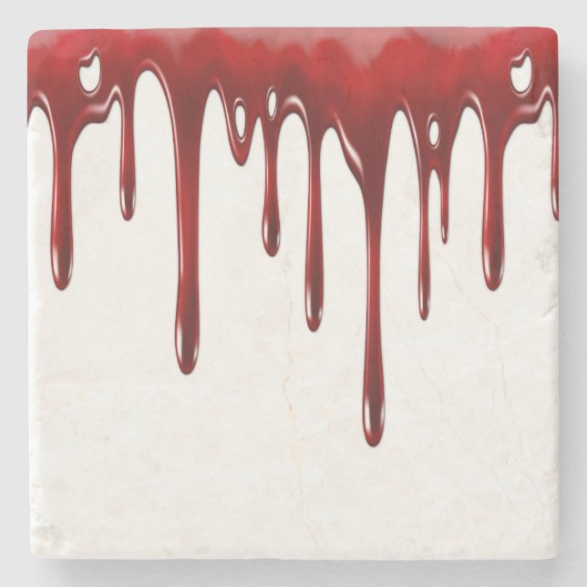 Falln Blood Drips White Stone Coaster (Front)