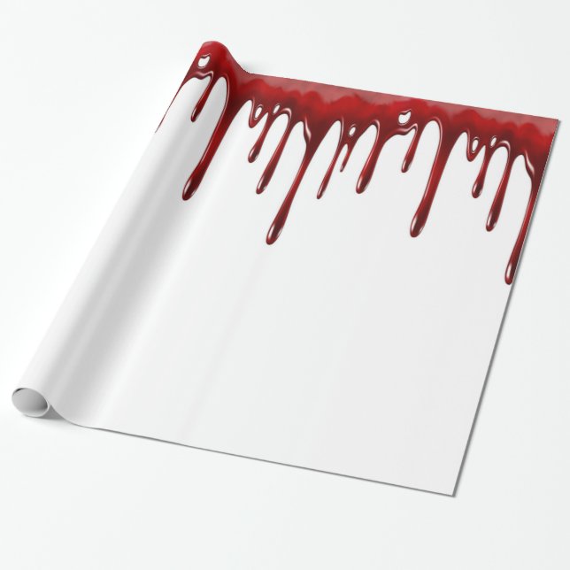 Falln Blood Drips White Wrapping Paper (Unrolled)