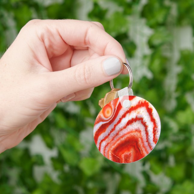 Falln Blood Orange Agate. Key Ring (Hand)