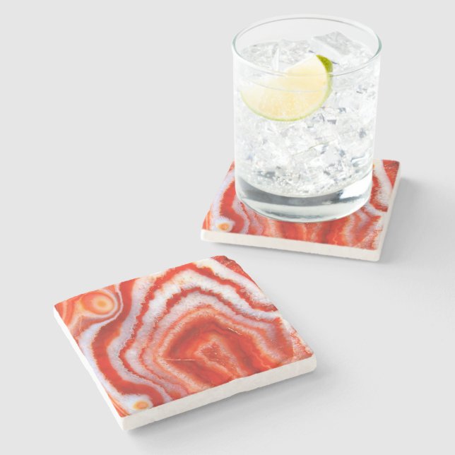 Falln Blood Orange Agate. Stone Coaster (Side)