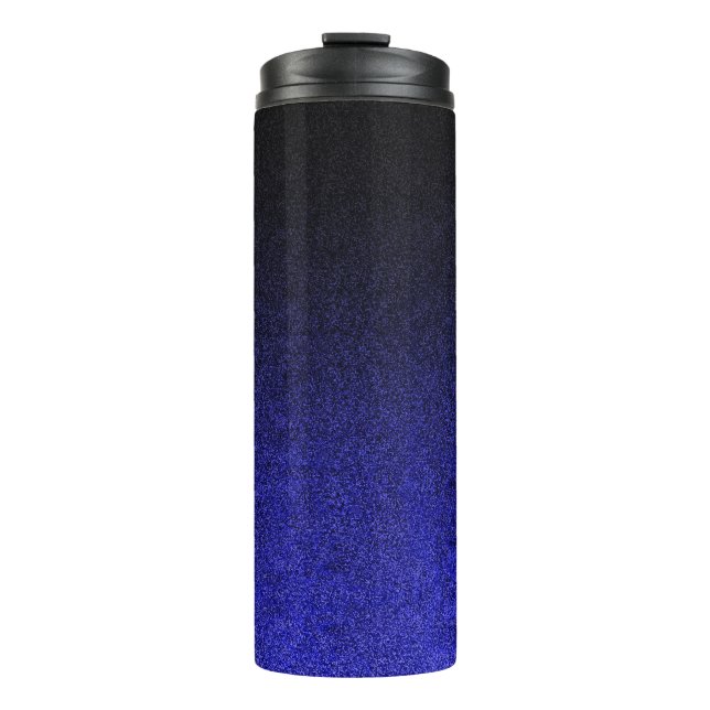 Falln Blue & Black Glitter Gradient Thermal Tumbler (Front)
