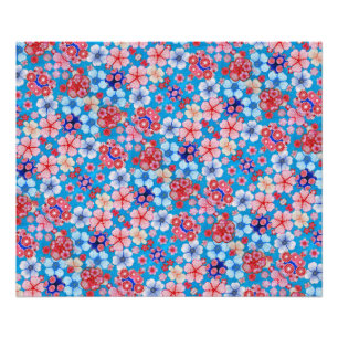 Falln Blue Cascading Floral Chirimen Photo Print