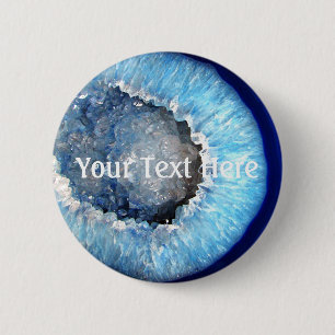 Falln Blue Crystal Geode 6 Cm Round Badge