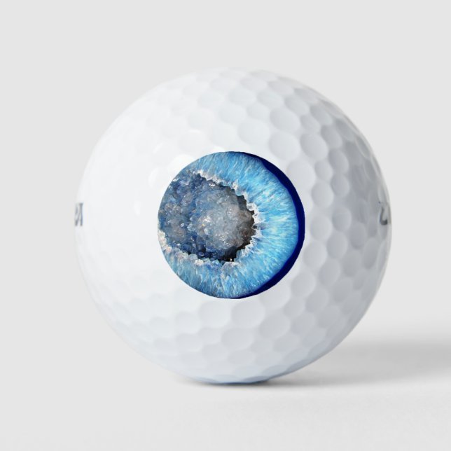 Falln Blue Crystal Geode Golf Balls (Front)
