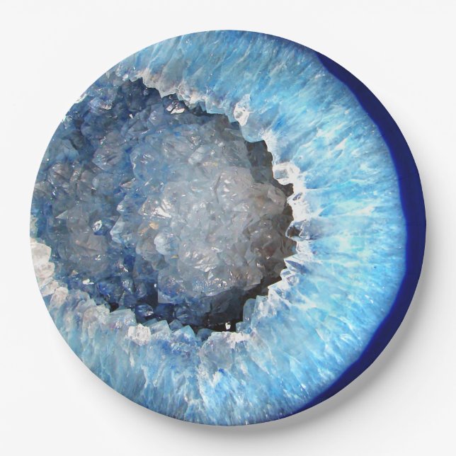 Falln Blue Crystal Geode Paper Plate (Front)