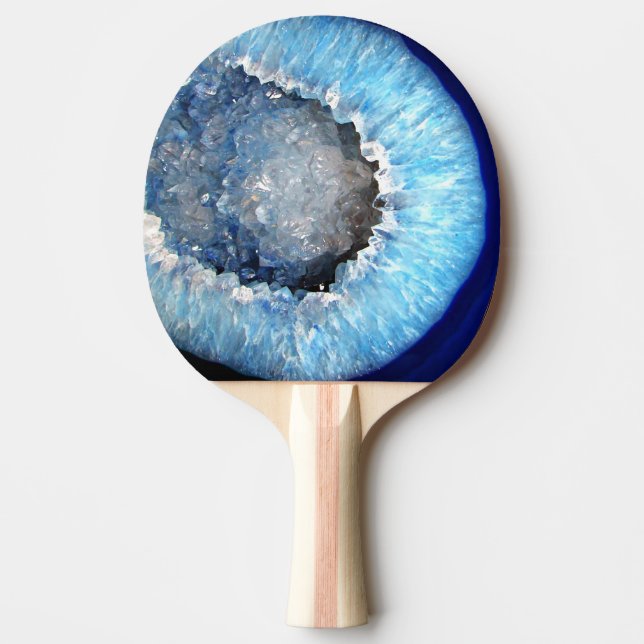 Falln Blue Crystal Geode Ping Pong Paddle (Front)