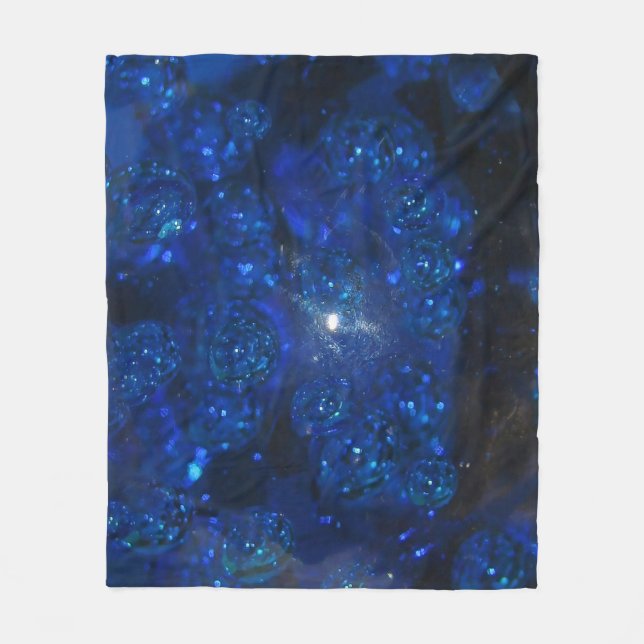 Falln Blue Glass Bubbles Fleece Blanket (Front)