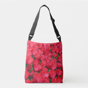 Falln Carpet of Crimson Tulips Crossbody Bag