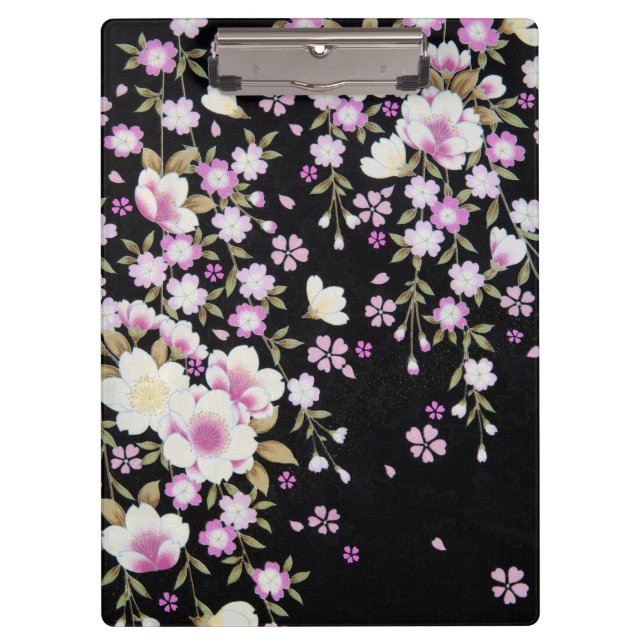 Falln Cascading Pink Flowers Clipboard (Front)